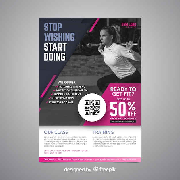 Sport poster template with photo