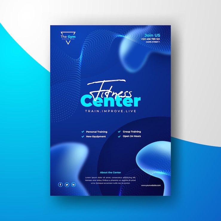 Free Vector sport poster with fluid shapes