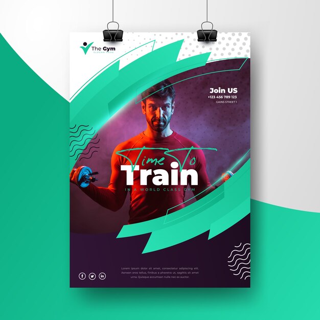 Sport poster with photo of man training