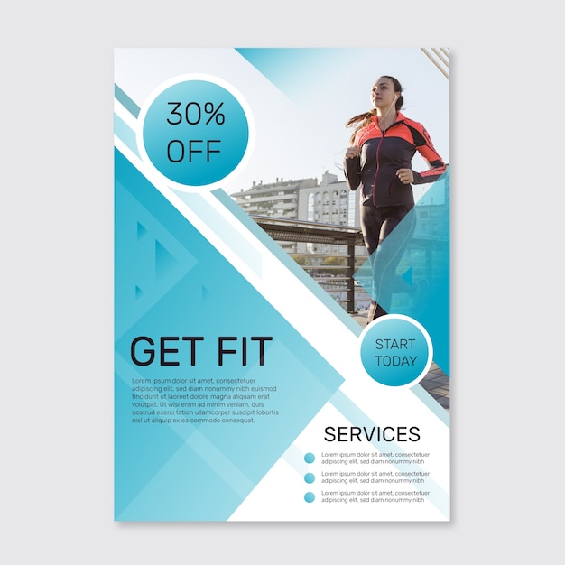 Sport poster with photo template
