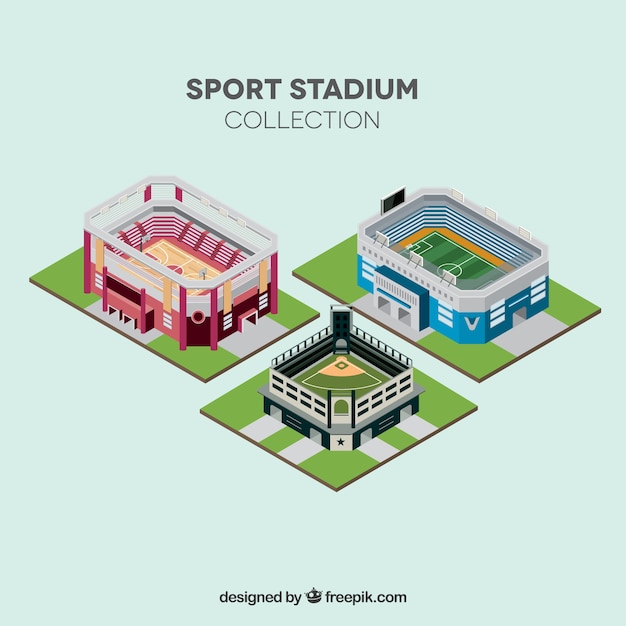 Free vector sport stadiums collection in isometric style