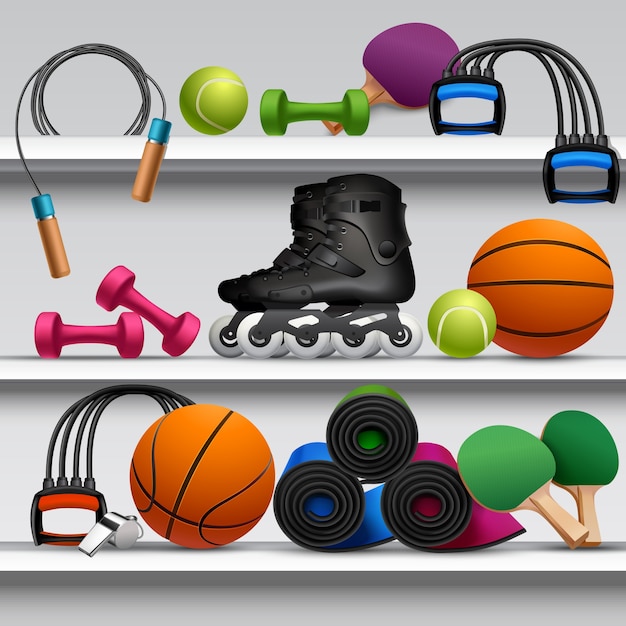 Vettore gratuito sport store shelf