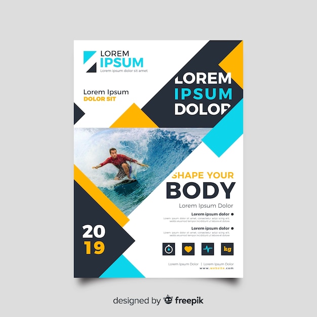 Sport surfing flyer with photo