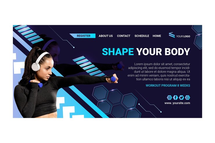 Free Vector sport and tech landing page template