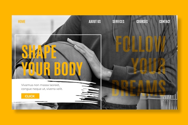 Free vector sport and tech landing page template