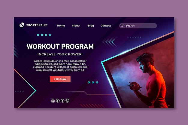 Sport and tech landing page template