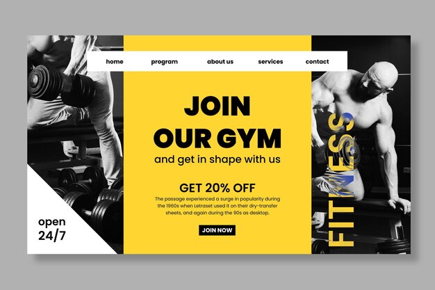 Free vector sport and tech landing page template