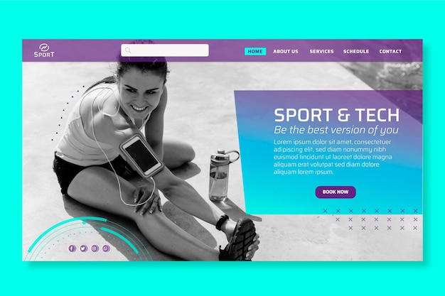 Free vector sport and tech landing page