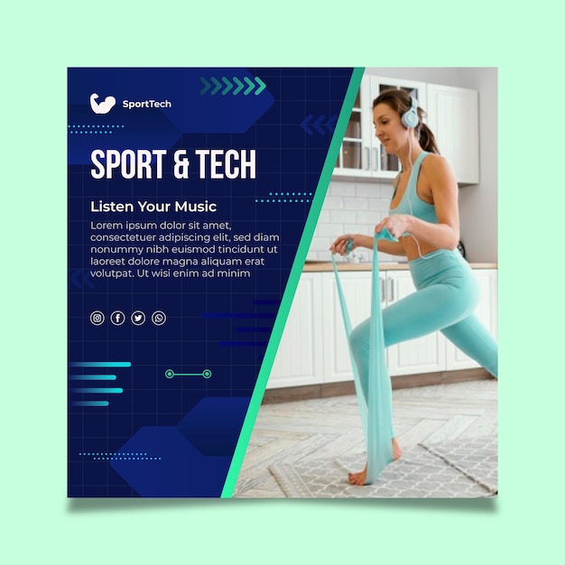 Free vector sport and tech square flyer