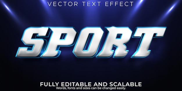 Sport text effect, editable metallic and shiny text style