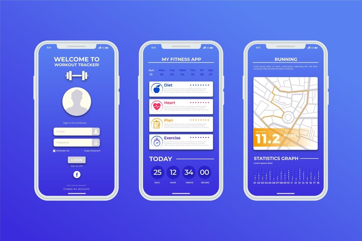 Free Vector sport tracker smartphone app template