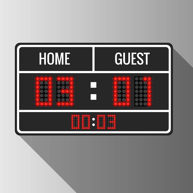 Бесплатное векторное изображение Табло спорта вектор. дисплей счета игры, иллюстрация результата цифровой информации времени