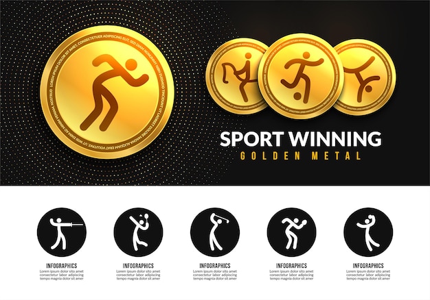 スポーツ​で​優勝した​金メダル​スポーツ​クラブ​の​アイコン​1​、​2​、​3​位​の​リアルな​メダル
