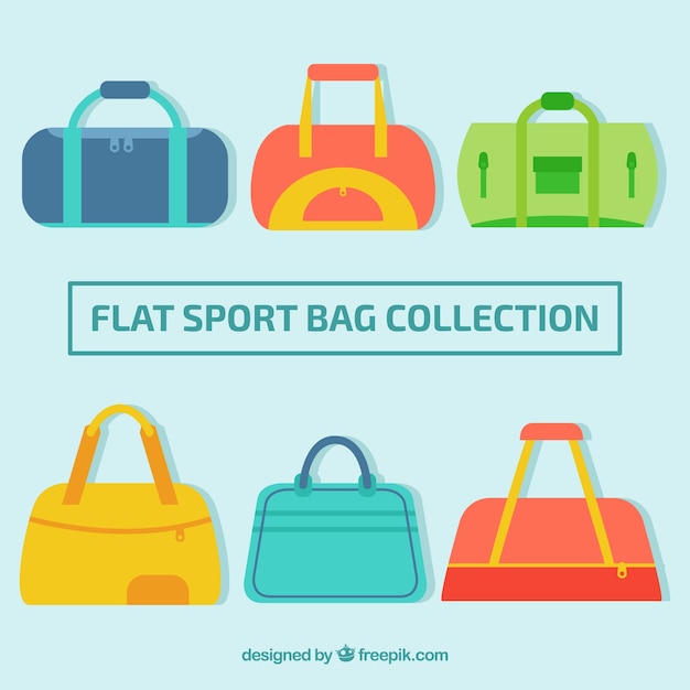 Free vector sports bags set in flat design