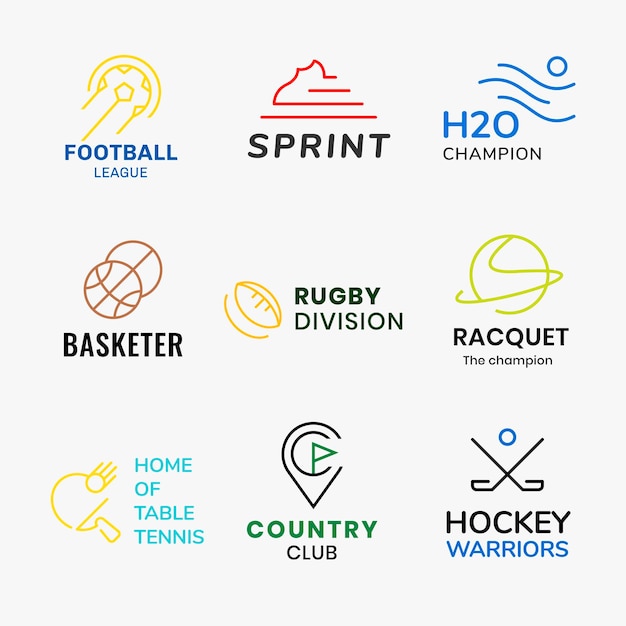 Free vector sports business logo template, colorful modern design vector collection