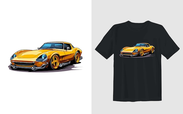 Sports car cartoon vector illustration sports car t shirt design