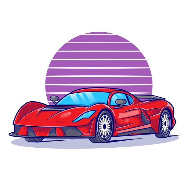 現代とスポーツカーのイラスト プレミアムベクター