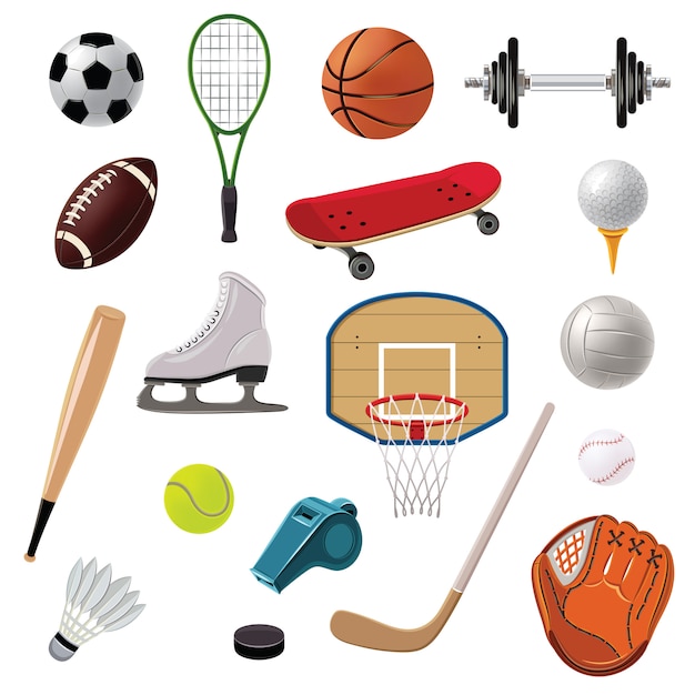 Free vector sports equipment icons set