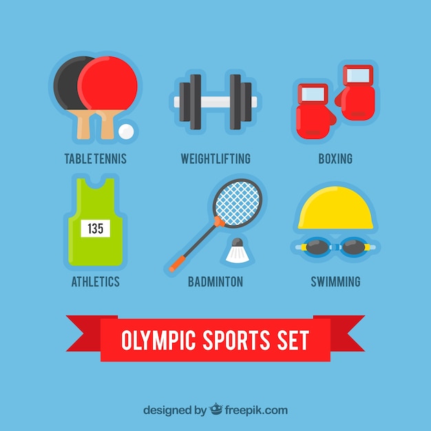 Free vector sports equipment set in flat design