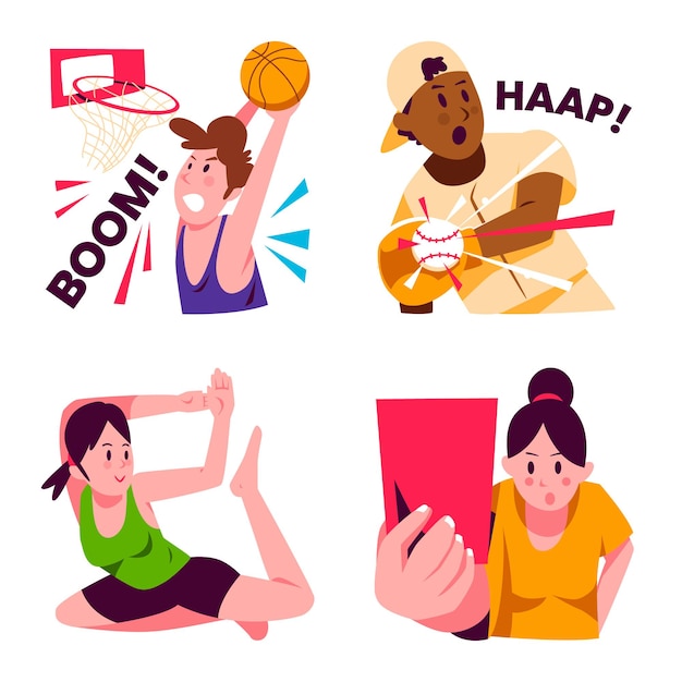 Sports and exercises stickers collection