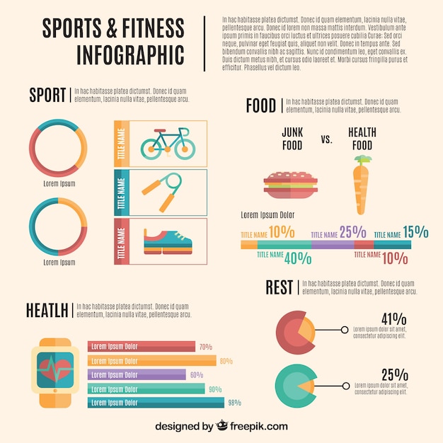Vettore gratuito sport e fitness infografia design piatto