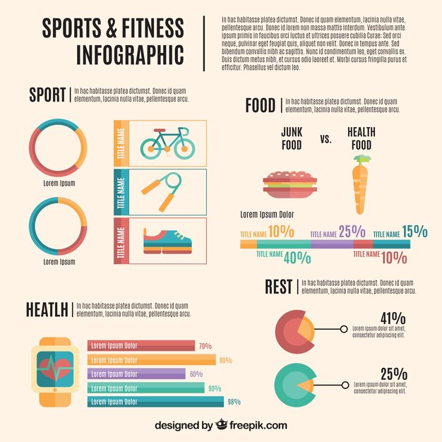 Sports and fitness infography flat design