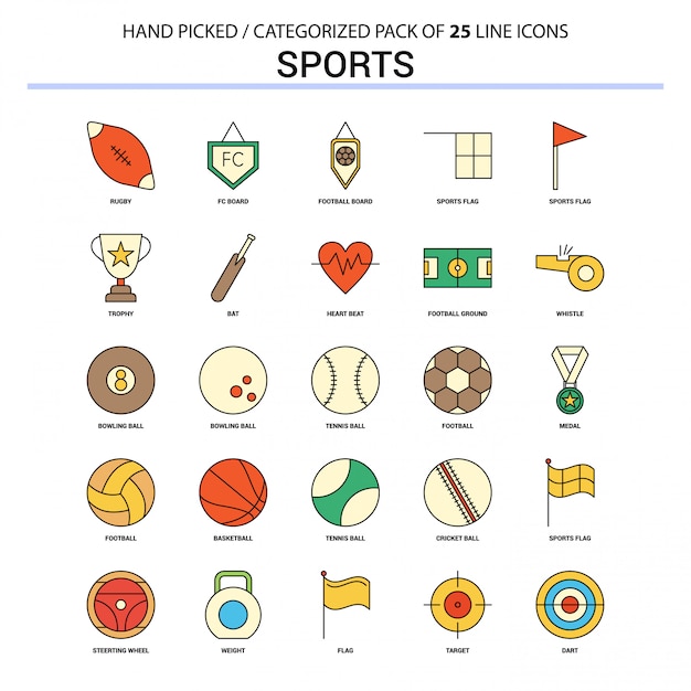Free Vector sports flat line icon set business concept icons design