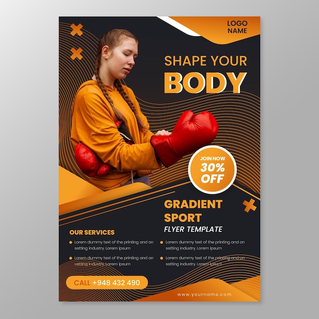 Sports flyer template with photo