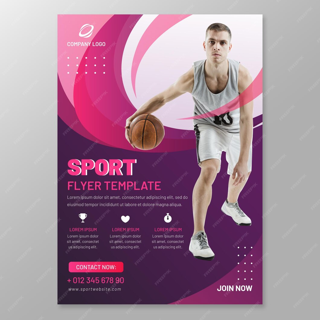 Free Vector Sports flyer template with photo Free Vector Sports flyer template with photo