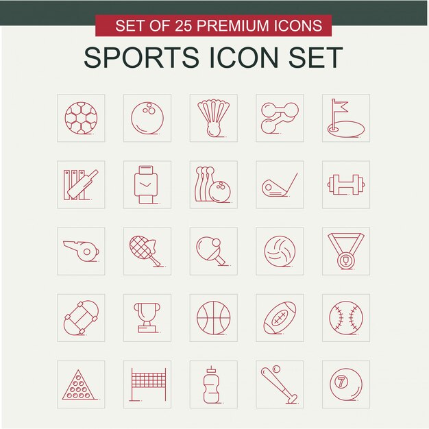 Sports icons set vector 