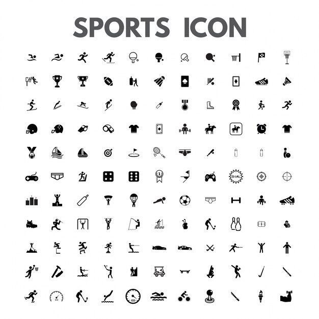 вектор черные спортивные набор иконок на белом