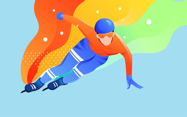 Спортивная иллюстрация соревнований по шорт-треку 2022 года на зимних олимпийских играх в пекине