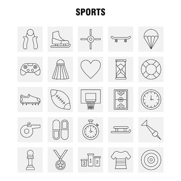 Sports line icon set