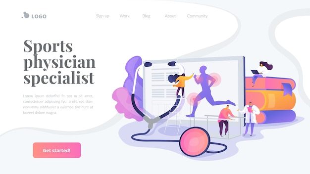 Free vector sports physician specialist landing page template