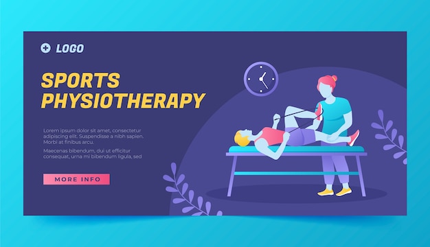 Free vector sports physiotherapy horizontal banner