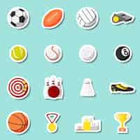 Free vector sports stickers set of football baseball basketball and tennis balls isolated vector illustration