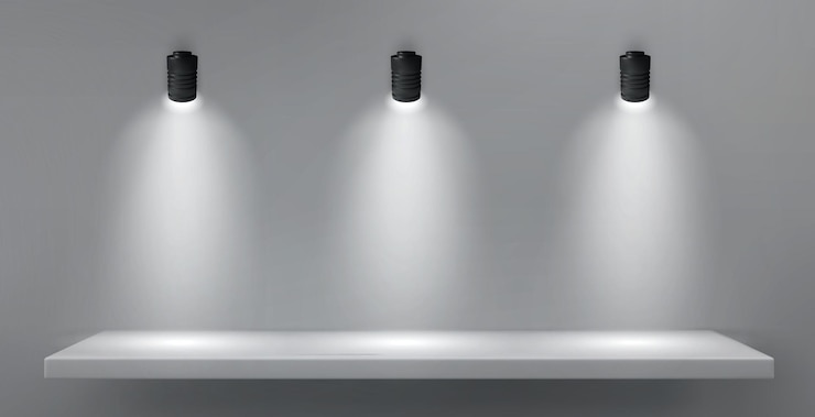 Free Vector spot lamp light on shelf