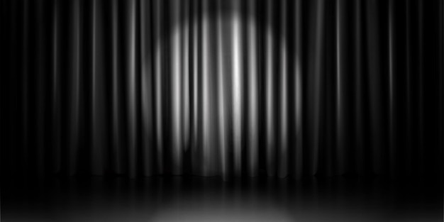 Free vector spotlight on black curtain