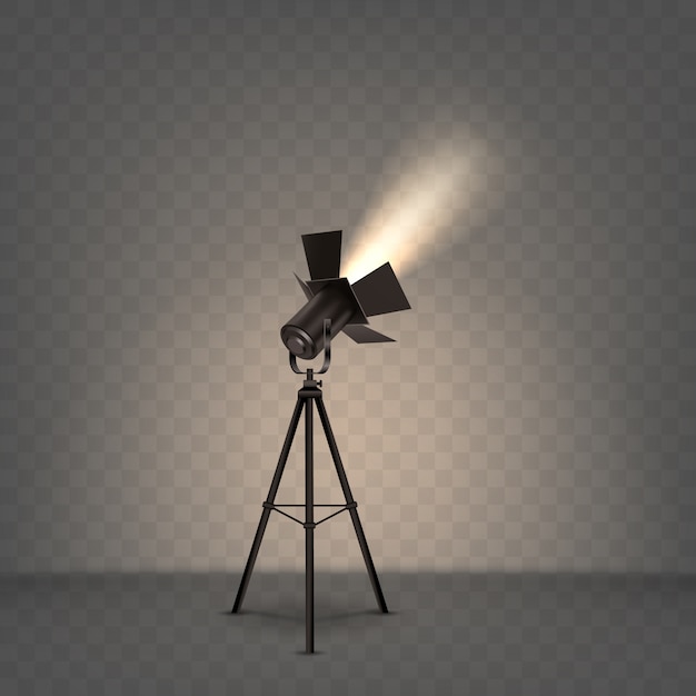 Бесплатное векторное изображение Прожектор реалистичная иллюстрация с теплым светом