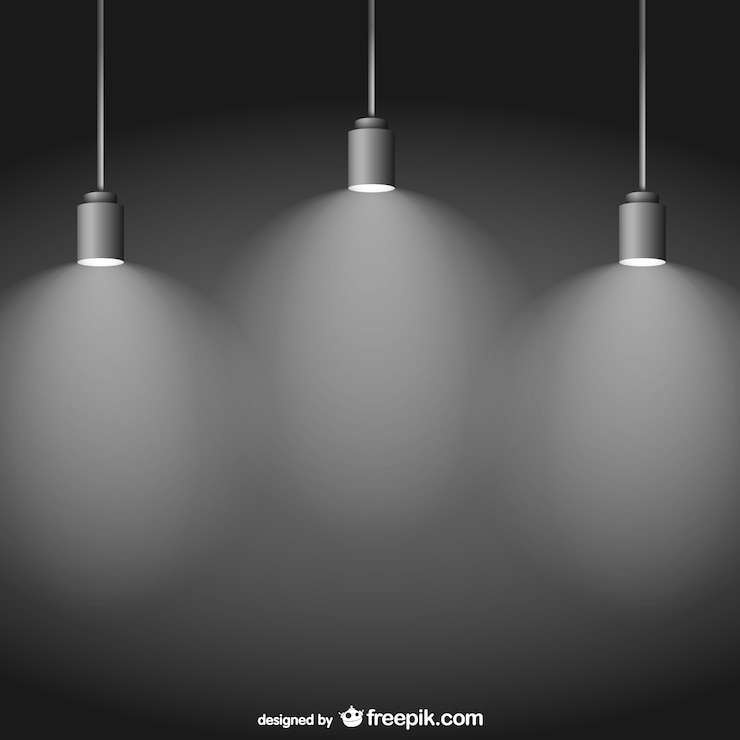 Free Vector spotlights on black background