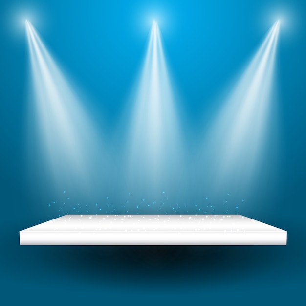 Free vector spotlights shining down onto an empty display shelf