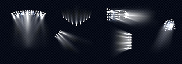 Free vector spotlights stage light white beams lamps rays set