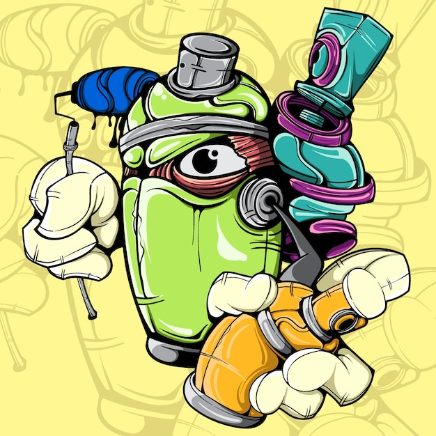 Premium Vector | Spray can character