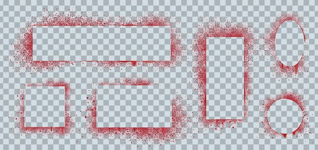 Spray paint frames red brush graffiti borders