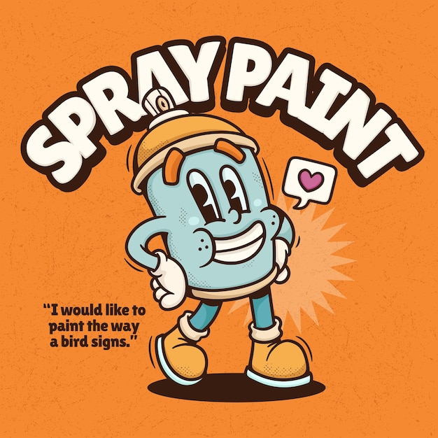 Free vector spray paint trendy retro cartoon vector hand drawn