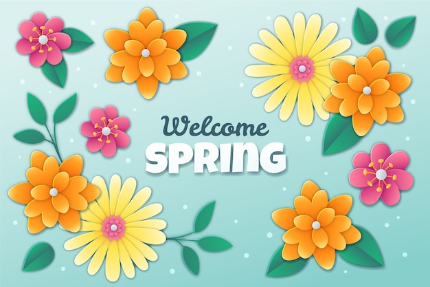 Free vector spring background in colorful paper style