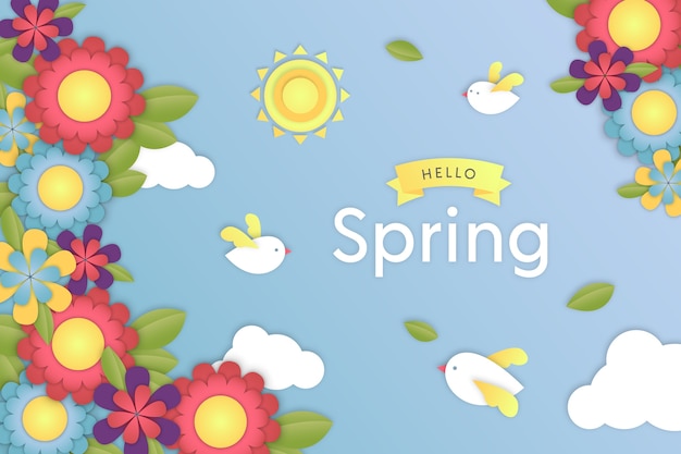 Free vector spring background in colorful paper style