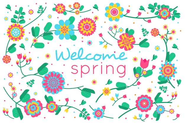 Free vector spring background in flat design