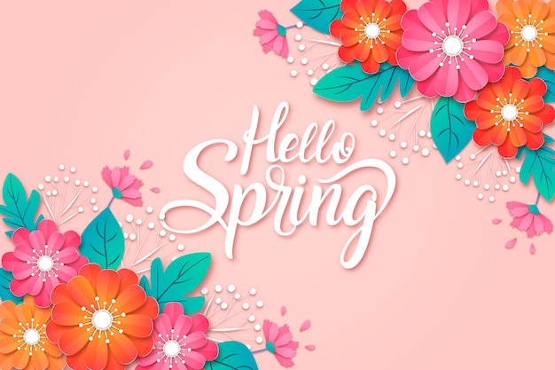 Vettore gratuito sfondo di primavera in stile carta