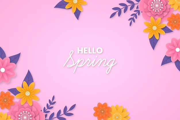 Spring background in paper style
